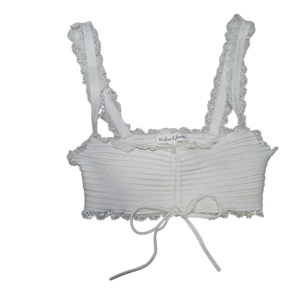 For Love and Lemons Lena Bralette White Top Bra Women’s Size Small Coquette‎